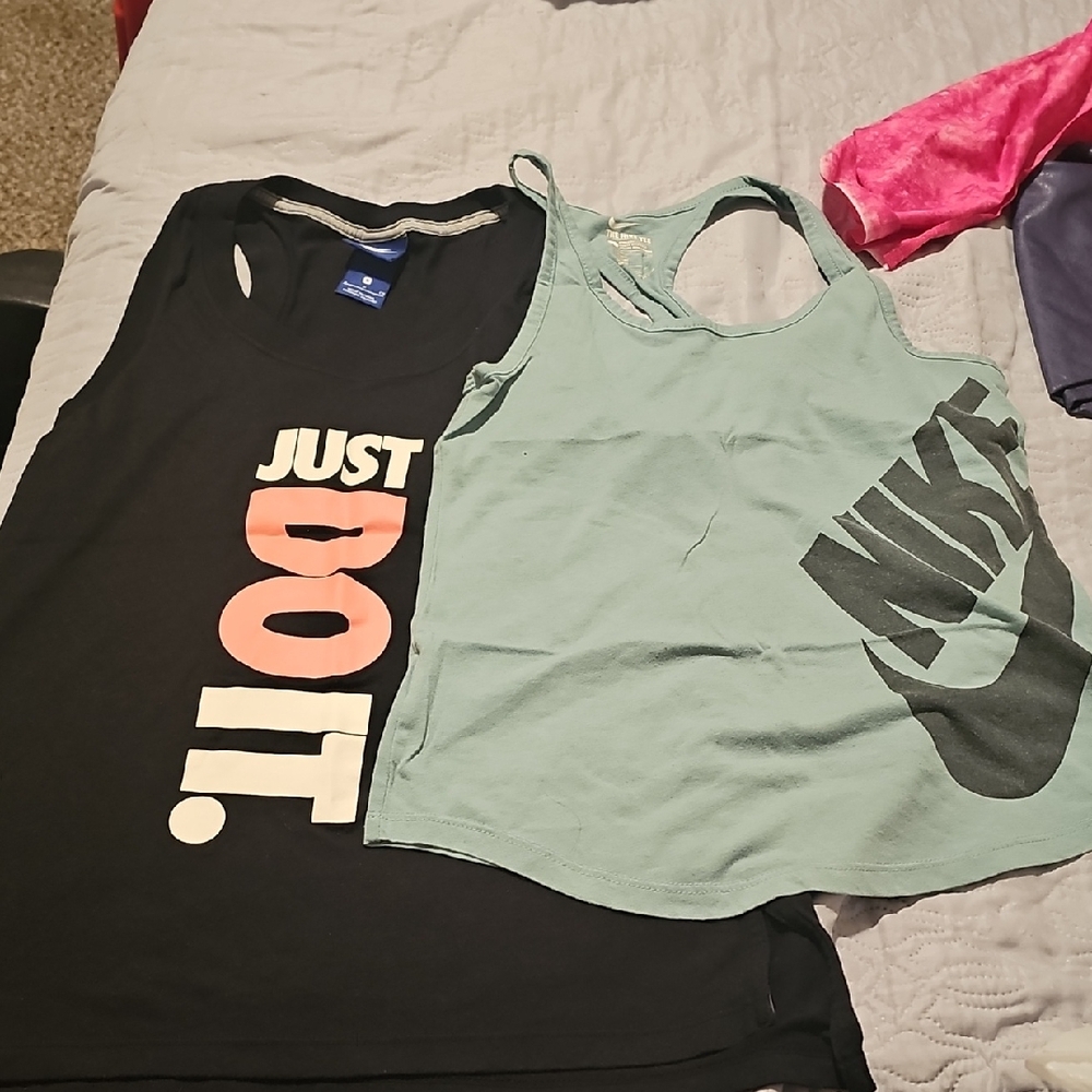 Nike Black and Green Tank Tops